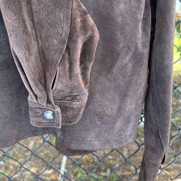 Liz Claiborne Pig Suede Button Jacket Brown Women's Size 12 - Picture 7 of 9
